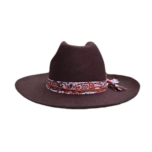 Fedoras pour mascarades en laine vintage avec bandeau fleurs et ruban