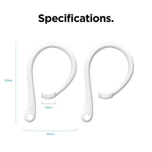 elago EarHooks Ganci Compatibile con Compatibile con AirPods Pro 2 & 1 & Compatibile con AirPods 3, 2, 1 - Ganci Auricolari per Attività Sportive, Antiscivolo [Brevetto Registrato US] (Bianco)