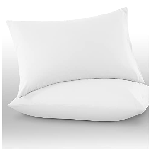GC GAVENO CAVAILIA Microfiber Pillow Cases 2 Pack - Plain Dyed Housewife Pillowcases - White - (74x48 cm)