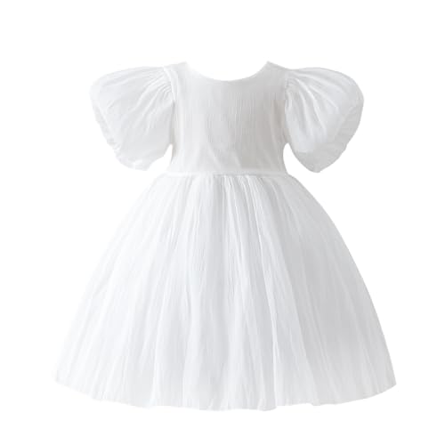 Tutu.kk Toddler Girls Summer Dress Puff Short Sleeve V-Neck Back Dress for Birthday Party Outfits 1-8Y