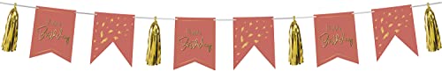 Drapeau d'anniversaire Rose et Or de 4m pour un Intérieur Festif et Photos Souvenirs
