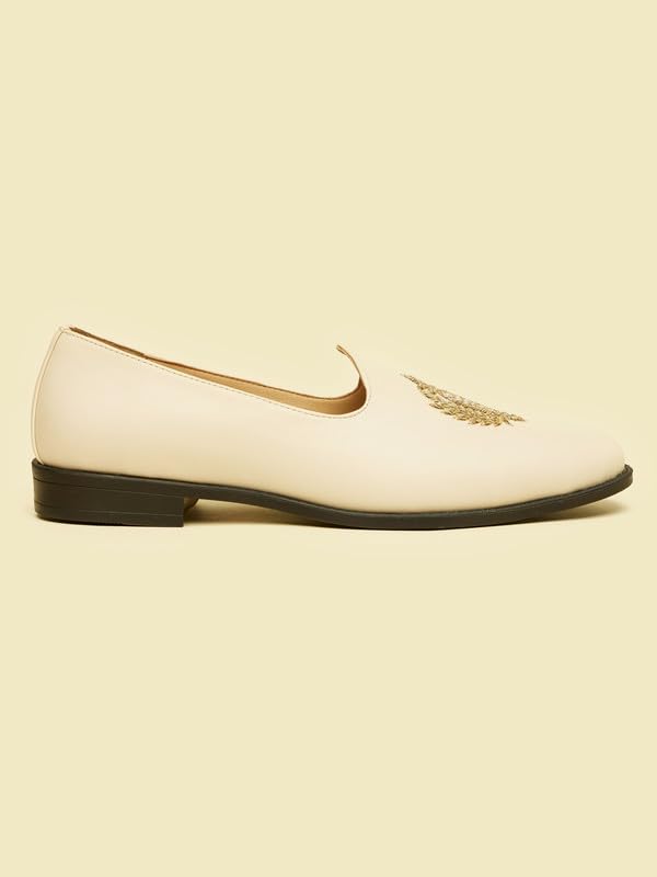 Image of Manyavar Men's Self Embroidered Loafers Style Shoes| Ethnic Juttis and Mojaris