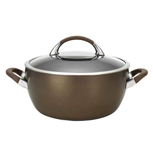 Circulon Symmetry Hard Anodized Nonstick Dish/Casserole Pan with Lid, 5.5 Quart, Chocolate