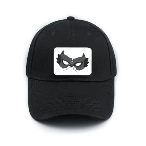 Casquette de baseball noire réglable motif chat Happy Carnival pour homme et femme