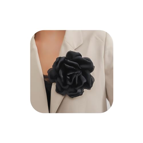 Image of Flower Brooch Pins for Women 5.5in Lapel Pins Large Rose Floral Brooches Dainty Satin Fabric Brooches Rose Flower Hair Clips Wedding Party Dance Clothes Accessories Jewelry