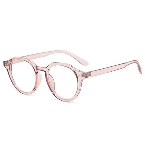 Lunettes rondes monture rose et verres transparents style vintage