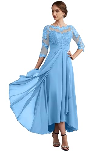 High Low Mother of The Bride Dresses for Women Cascading Ruffles Wedding Guest Formal Evening Gowns ZXF033
