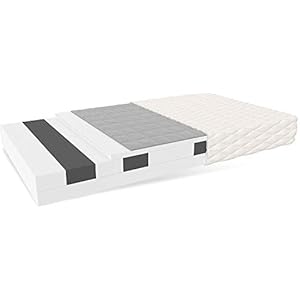 FDM PAULO Materasso una Piazza e Mezza 120×200 cm Schiuma di Memoria con Uno Strato di Grano Saraceno Naturale Alto 16 cm Grado di Rigidità H3 Materasso a Due Lati 7 Zone di Comfort Anallergic