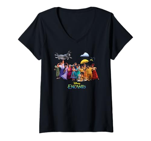 T-shirt Col V Disney Encanto Célébrez l'Amour de la Famille Madrigal au Quotidien