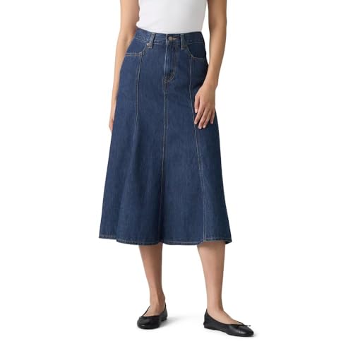 Levi's Women's Fit and Flare Skirt, (New) Ninth Life Stonewash