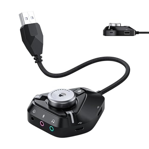 USB Sound Card Adapter   Type C External Audio Interface for Headset Connection | ABS Housing with 3.5mm Jack Port, Plug Play Converter for Recording Streaming Laptop Desktop
