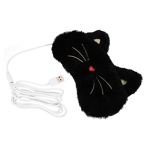 PartyKindom Antifaz Térmico USB Ajustable para Dormir Parche para Ojos Protección Opaca con Absorción Magnética y de Fatiga Diseño Cómodo para Negro Gato