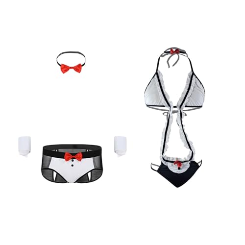Image of MYZA Unisex Lingerie Bow Tie Bikini Briefs Gentleman Roleplay Costume