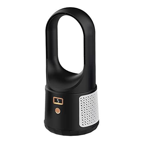 Ohulelks Ventilador Sin Aspas con BateríA, Carga Tipo C, con 6 Velocidades de Enfriamiento, Ventilador de Escritorio Personal para Oficina en el Hogar, Color Negro