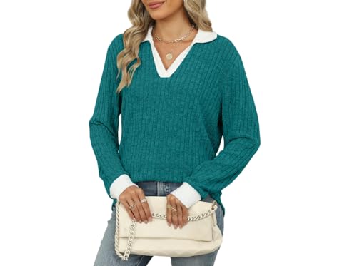 Image of Womens Long Sleeve Shirts Fashion Fall Tops Blouses Sweater Dressy Business Casual Outfits