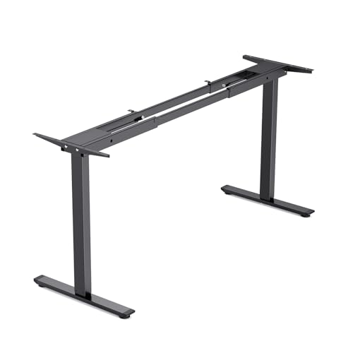 Opiniones de Escritorios Monterrey los 5 mejores. 42 YOMYM Soporte de Escritorio Eléctrico Doble Motor - Altura Ajustable 70-120cm | Soporta 100kg | para Oficina, Hogar y Gaming | Estructura Negra Resistente