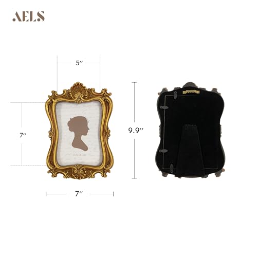 AELS 5x7 Inch Vintage Picture Frame, Elegant Antique Photo Frames with Glass Front, Photo Display, Tabletop Wall Hanging, Gift Ideas