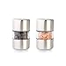 T-mark Premium Sea Salt and Pepper Grinder Set - Spice Mill with Brushed Stainless Steel, Small Portable Ceramic Salt & Pepper Shakers (2-Pack)