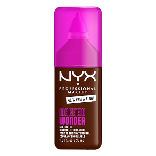 NYX PROFESSIONAL MAKEUP Make 'Em Wonder Liquid Foundation, 24HR Foundation Makeup With A Soft Matte Finish, Buildable Full Coverage - 41 Warm Walnut - image 1