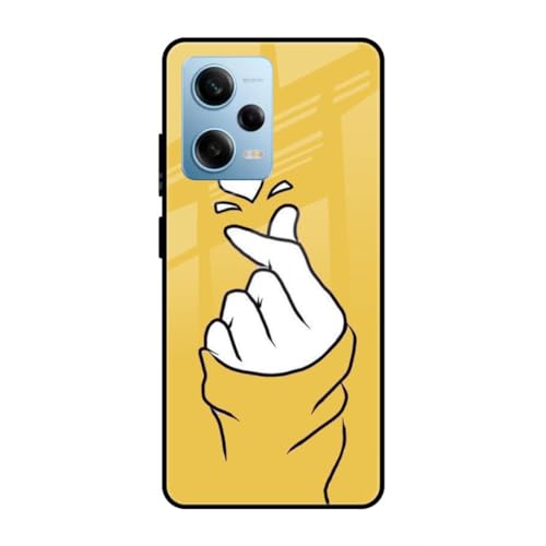 Image of SmashItUp Finger | Yellow | Heart Designer Printed TPU Metal Case Mobile Back Cover for Redmi Note 12 Pro 5G