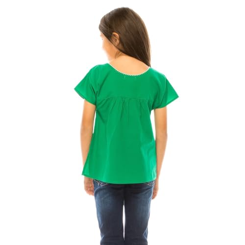 Image of unik Girls Cotton Embroidered Floral Blouse for Birthdays, Cultural Events, Cinco De Mayo