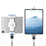 iPad and Phone Tripod Mount Adapter with Ball Head, iPad Holder for Tripod, 360 Rotatable Tablet Clamp Mount fits iPad Pro 12.9, iPad Air Mini 3 4, Galaxy Tab, Surface Pro 8, Selfie Stick(5.3-10.6’’)