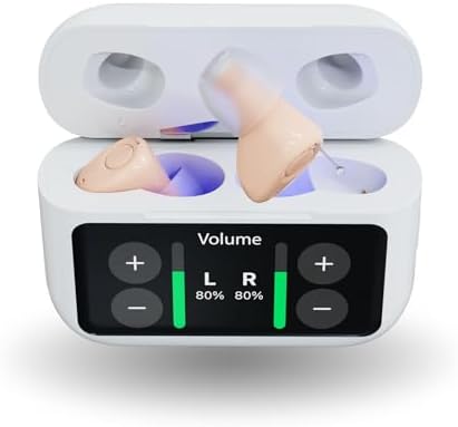 Audien Atom X Hearing Aid Device for Seniors & Adults with Hearing Loss - OTC Bluetooth Hearing Aids w/Charging Case, 48+ Hour Battery Life - Easy Touchscreen Control, Comfortable & Discreet Design