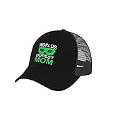 Breathable Worlds Dopest Mom Baseball Cap for Men Women Hats Adjustable Curved Brim Mesh Snapback Trucker Hat Black