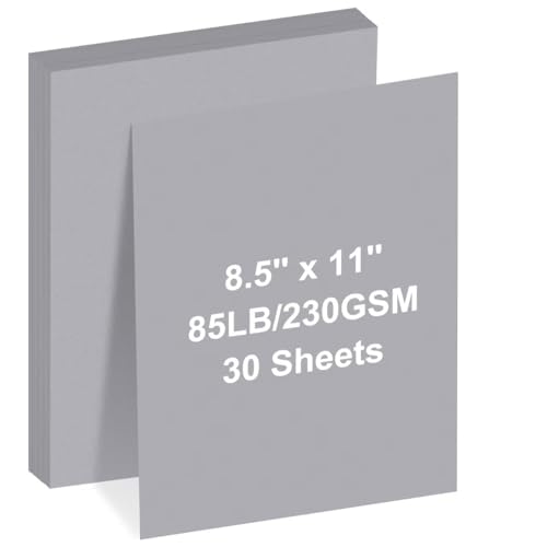Cardstock 8.5 x 11 30 Sheets Cardstock Paper 85 lb/230 gsm Gray Card Stock for Printer Drawing Gift tags Invitations Cards etc (Light gray A 30 Sheets)