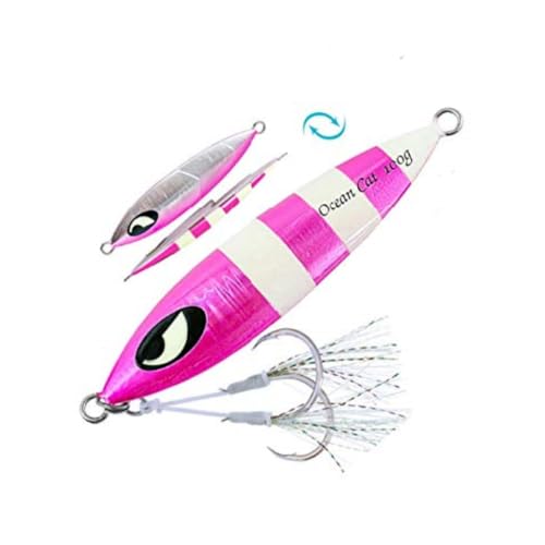 Jigging leurre de pêche Oceancat rose 200g pour vos sorties en bateau par mer agitée