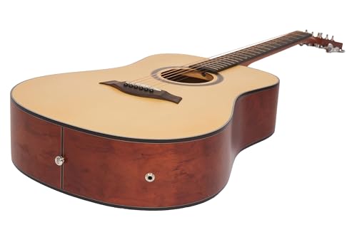 Image of Vault DA25CE 41-Inch Dreadnought Electro-Acoustic Guitar with Bubinga Back and Sides with Gig-Bag, Polishing Cloth, Strap, Picks & E-Book - Natural