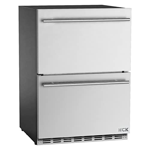 HCK 15 Inch Undercounter Refrigerator, Outdoor Beverage refrigerators with Commercial Grade Weathe Proof Stainless Steel Door, Built-in or Freestanding Design for Soda and Beer