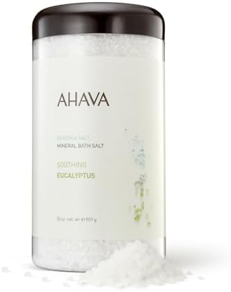 AHAVA Dead Sea Mineral Bath Salt- Intense Relaxation for Body & Mind, Elevates Moisture, Softens & Eases Sore Muscles, Enriched by Exclusive Dead Sea Salt & Osmoter blend, 32 oz