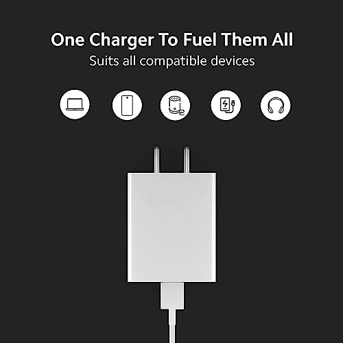 Image of 10W to 65W Charger for Vivo Y21T / Y 21 T Charger Original Adapter Like Qualcomm QC 4.0 Quick Dash Warp Dart Flash Super Vooc Fast Charger With 1.2 Meter Type C USB Data Cable (5V=4A /10V=6.5A, TMV1, White)