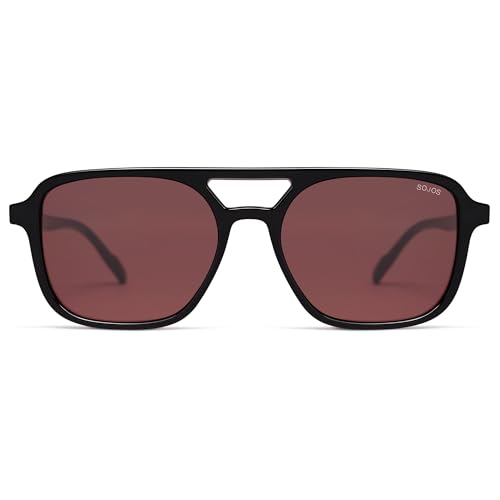 Image of SOJOS Retro Aviator Sunglasses for Women Men,Trendy Rectangle Womens Mens Shades Sun Glasses SJ2202