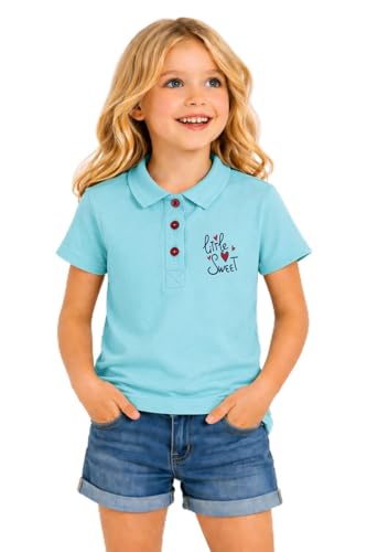 Image of DYCA by Bodycare Girls Polo Neck Half Sleeves T-Shirt, Cotton Printed Tshirt, Everyday Wear T Shirt (Print May Vary)