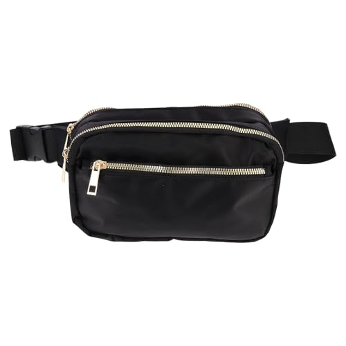 HOODANCOS Riñonera para Mujer de Nylon Diseño Ajustable y Práctica, Adecuado para Correr y Hacer Senderismo, Bolsa de Cintura Negra para Viaje y Uso Diario