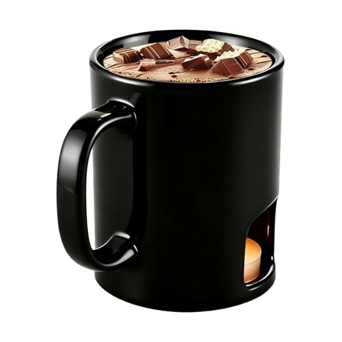 チョコレートメルトマグ | セラミック チョコレート バター ウォーマー - パーソナル フォンデュ コーヒーマグ ウォーマー | シーフード、アペタイザー、デザート、ソース、キャンディ、パン、キャラメル、デートナイト、バースデー、ウェディング、パーティー