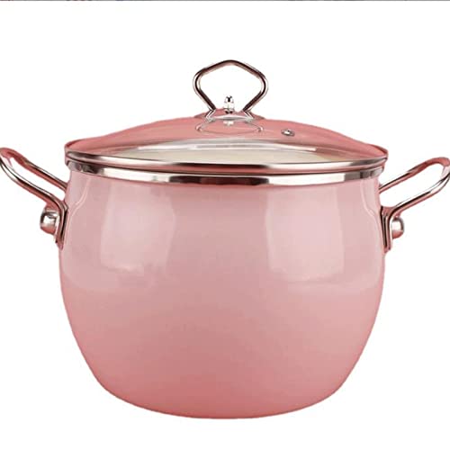 Olla de sopa esmaltada con tapa, compatible con inducción, ideal para estufas de gas y estofado
