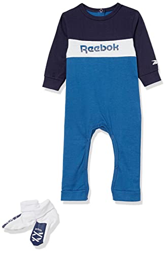 Image of Reebok baby-boys 2-piece Coverall Pajama Clothing Set With SocksBaby and Toddler Layette Set