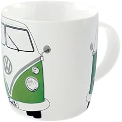 BRISA VW Collection - Volkswagen Taza grande de cerámica para cafété o cappuccino T1 Camper Bus (Frontal del Bus/Verde)