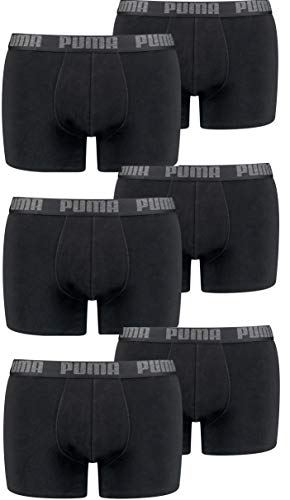 PUMA Herren Basic Boxer Boxershort Unterhose 6er Pack (Black/Black L)