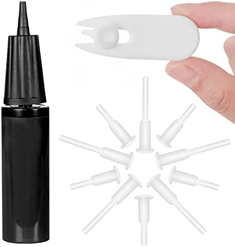 Exercise Ball Pump, Air Pump for Exercise Ball, Yoga Ball Pump with Fitness Ball Plug Replacement kit Yoga Ball Plug Replacement Plug for Exercise Ball Inflator Pump (Black 13 PCS)