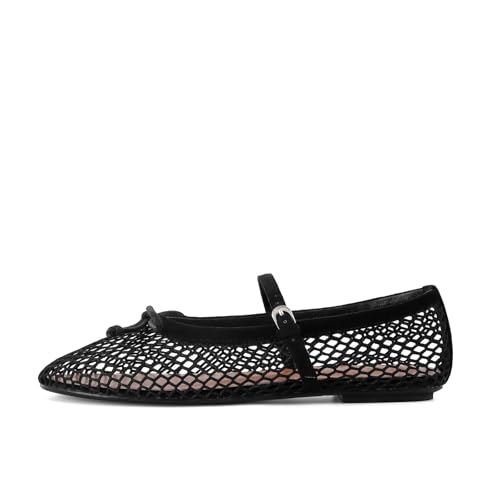 Image of MICIFA Women's Mesh Ballet Flats Fishnet Ballerina Flats Buckle Strap Mary Jane Causal Daily Dress Shoes