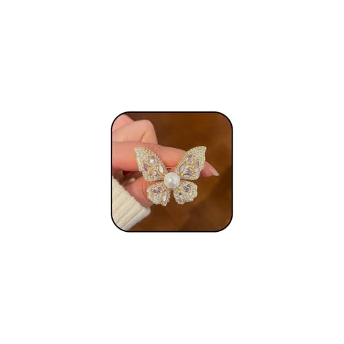 Image of Gold /Silver Butterfly Brooches for Women Rhinestone Tassel Butterfly Pin Brooch Dainty Crystal Lapel Pin Animal Insect CZ Brooch Lapel Pin for Coats Jackets Sweaters Accessories