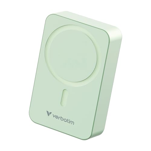 Verbatim Charge 'n' Go Essentials Powerbank MagSafe 20.000 mAh 15W magnetisch, PD 20W Schnellladefunktion mit LED-Anzeige für iPhone 16/15/14/13/12 Pro/Pro Max, inkl. USB-C-auf-USB-C-Kabel, Grün