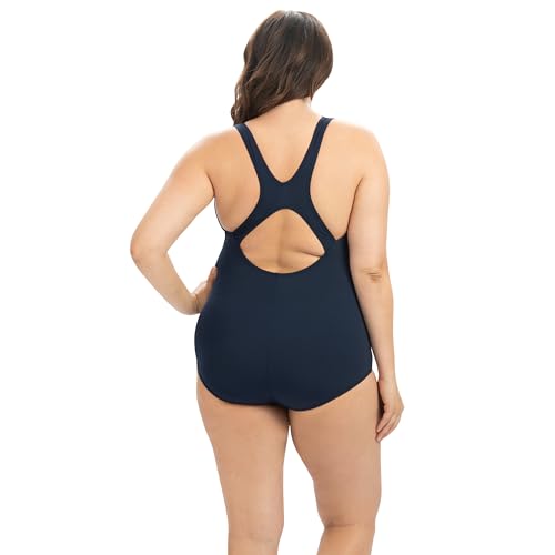 Dolfin Aquashape Conservative Lap Swim Suit | Chlorine-Resistant Women's One-Piece Training Swimsuit with Built-in Shelf Bra | Ideal for Lap Swimming, Water Aerobics, and Aquatic Fitness (Navy, 18) by Dolfin - Used condition - Image 6