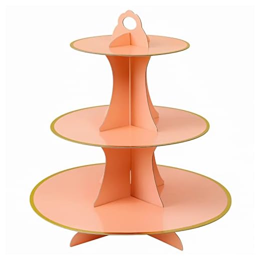 Soleebee 3-Tier Round Cupcake Stand, Cardboard Cupcake Tower, Dessert Cup Cake Stand Tower for Birthday Wedding Party Decoration, Cupcake Tier Stand 1 Set (Pink Gold)