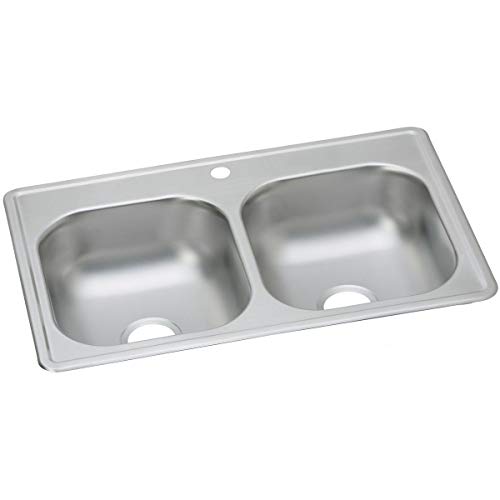 Elkay DSE233191 Dayton Elite 20 Gauge Stainless Steel Double Bowl Top Mount Kitchen Sink, 33 x 19 x 8 by Elkay