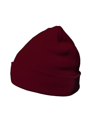 DonDon Mütze Herren Mütze Damen Wintermütze Beanie klassisches Design weinrot